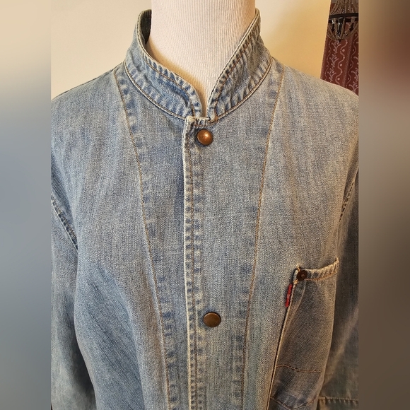 Levi's Vintage Y2K Women's Size Large Denim Chore Jacket Longline Snap Front - Picture 2 of 13